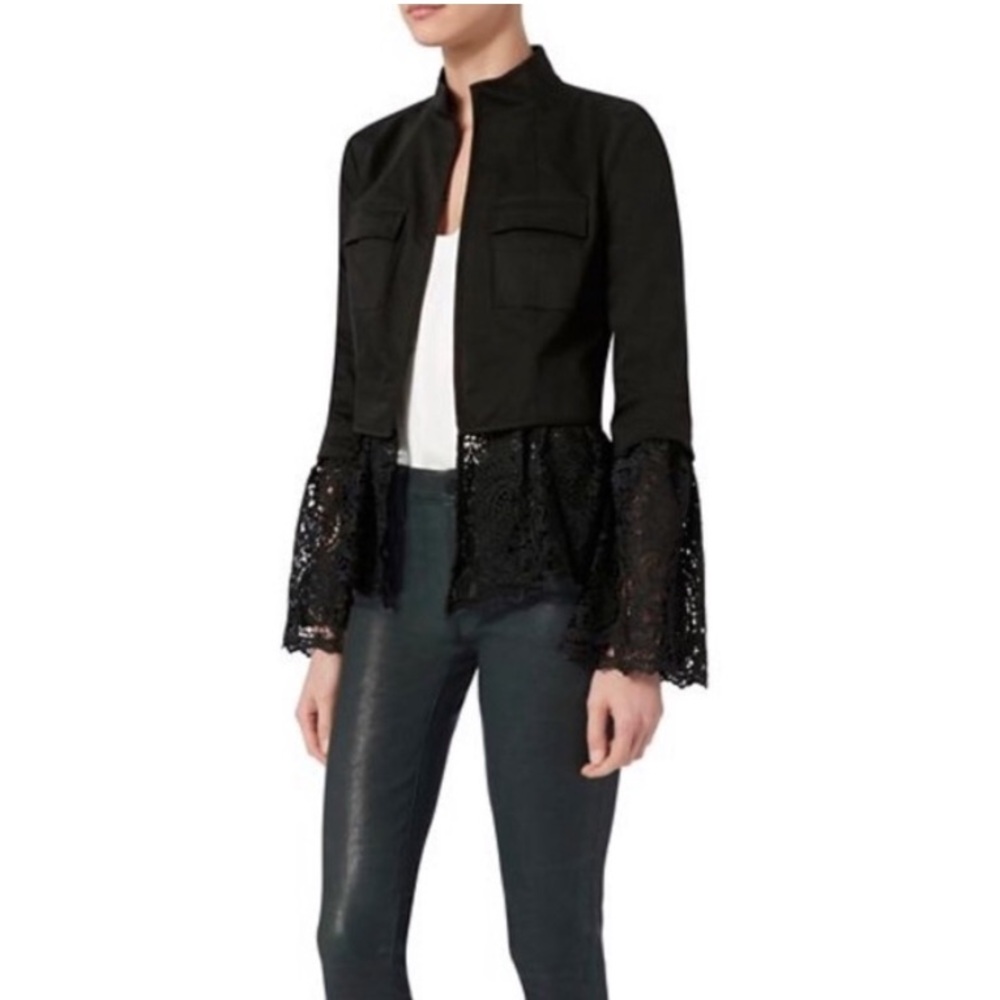 INTERMIX Black Tae Crochet Jacket in Black Size S